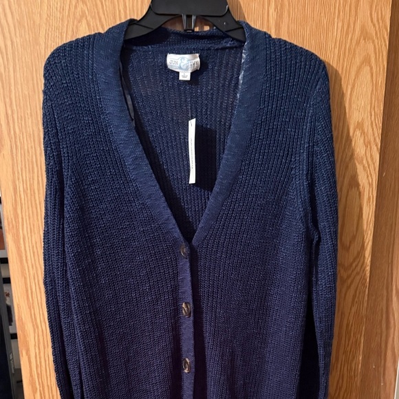 Francesca's Collections Deep Blue Knit Cardigan Long - Picture 3 of 6